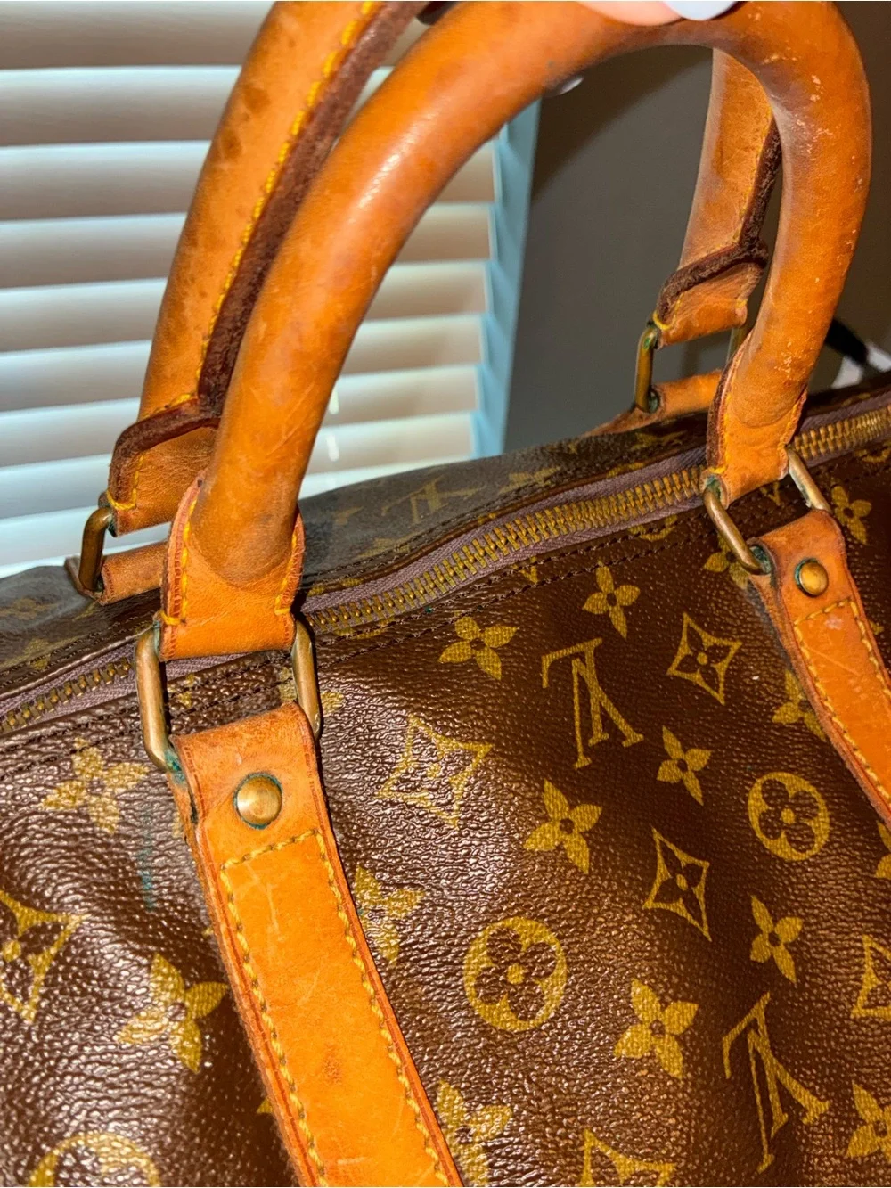 Louis Vuitton Brown Monogram Canvas Duffel Keepall 60 with dusty